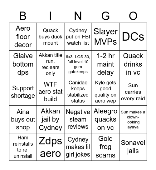 Patch Day Bingo Card