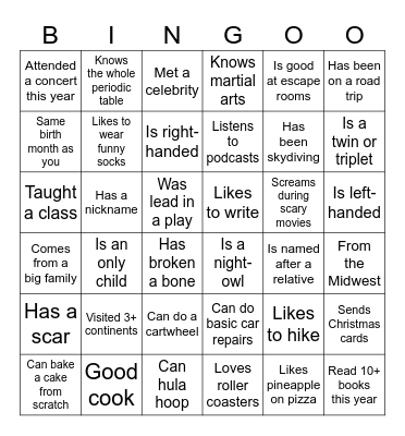 Giles/Wilson: Find someone who... Bingo Card