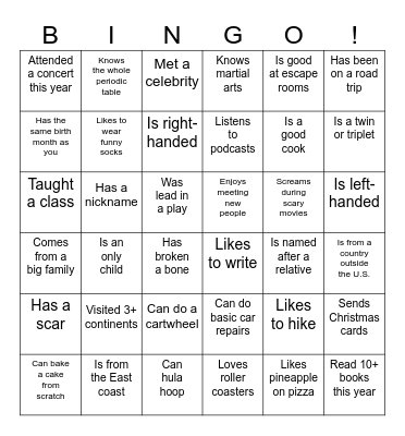 Giles/Wilson: Find someone who... Bingo Card