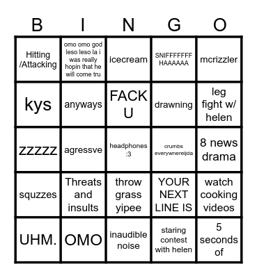 the silliness is haunting me Bingo Card