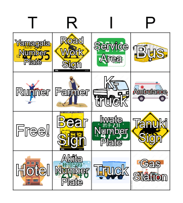 Roadtrip Bingo Card