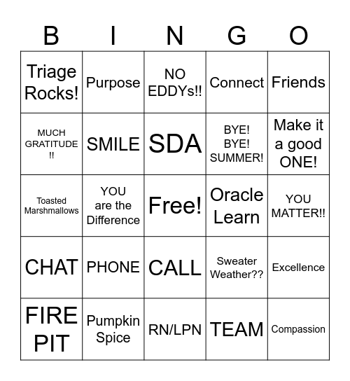PC Triage Bingo Card