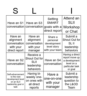 Situational Leadership II Bingo Card