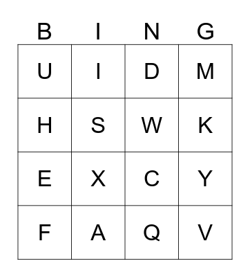 Alphabet Bingo Card