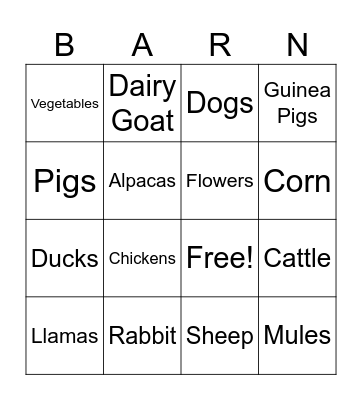 BARN Bingo Card