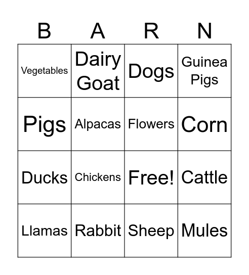 BARN Bingo Card