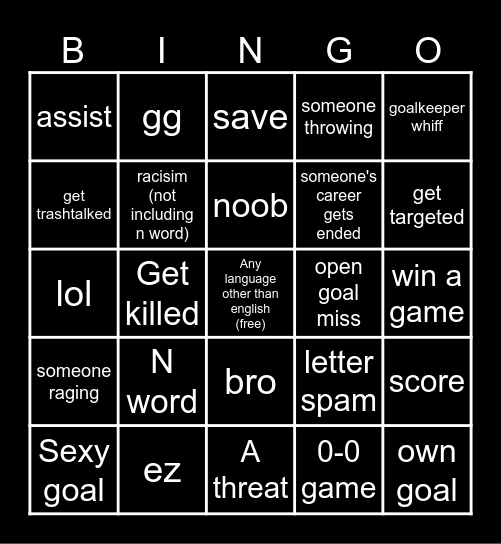 HAX BALL Bingo Card