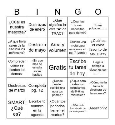 Agenda Bingo Card