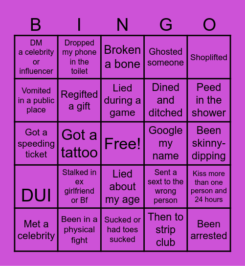 Girl Squad Bingo Card