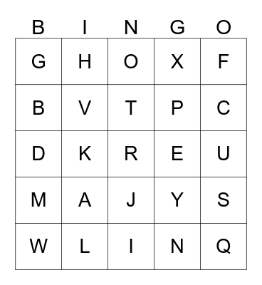 Alphabet Bingo Card