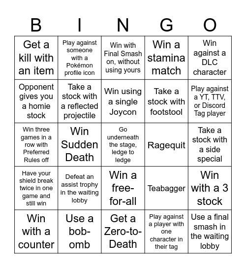 Elite Smash Bingo! Bingo Card