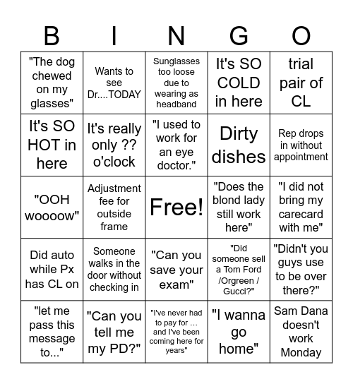 Overheard in office Bingo Card