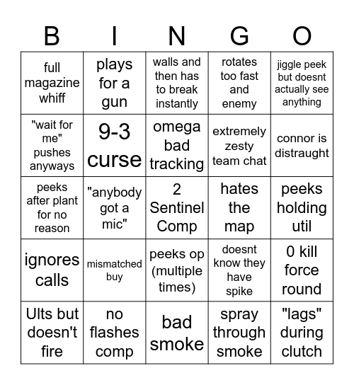 valo session bingo Card