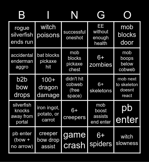 Oneshot Seed Bingo Card