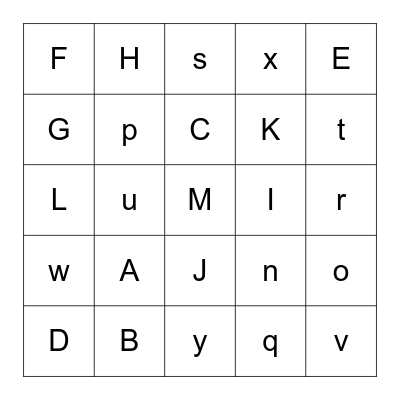 Alphabet Bingo Card
