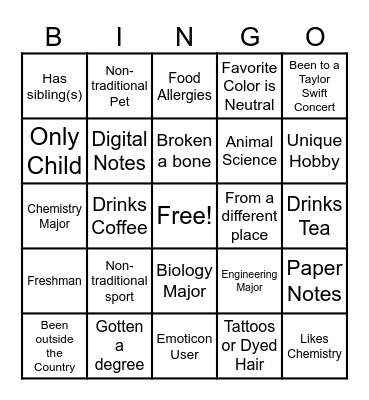 Get to Know You Bingo Card