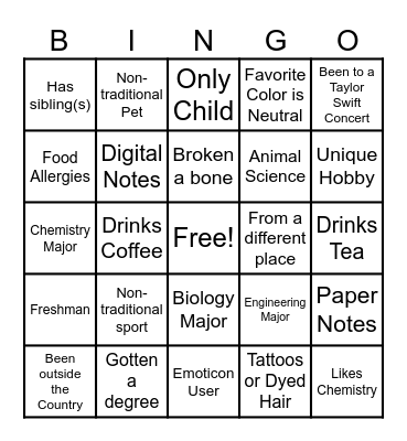 Get to Know You 2 Bingo Card