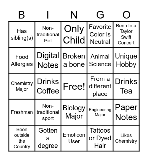 Get to Know You 2 Bingo Card