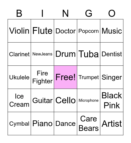 Musical Instruments Bingo Card