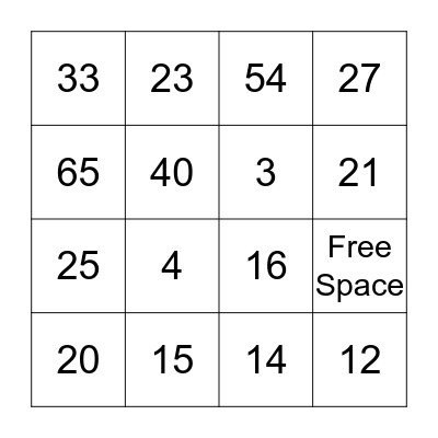 Order of Operations BINGO Card
