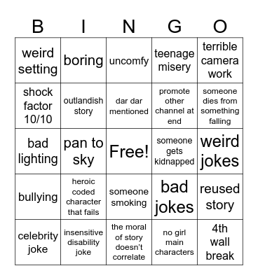 dar dar bings Bingo Card