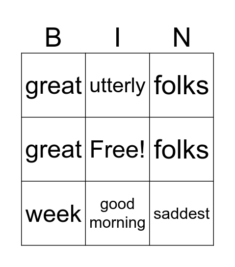 Moritz Bingo Card