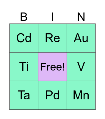 โลหะ TRANSITION Bingo Card