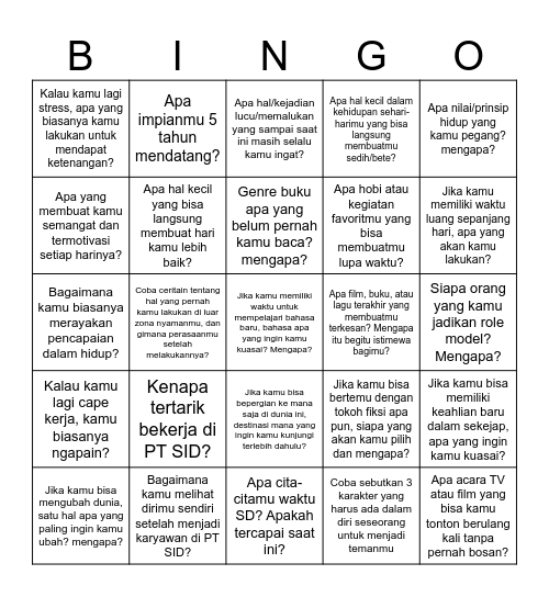 Level 2 Bingo Card