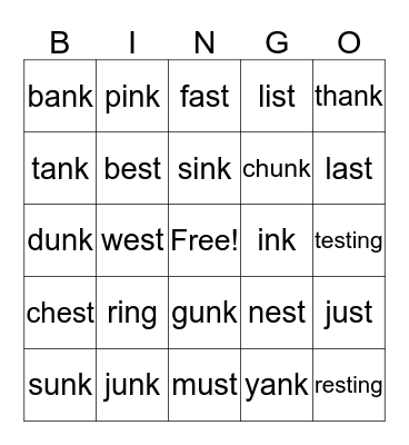 Word Bingo! Bingo Card