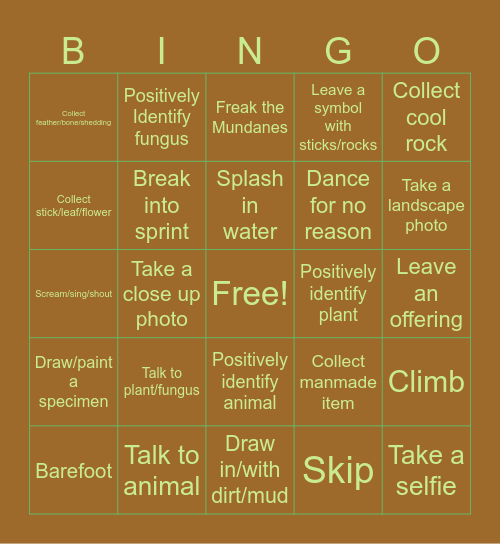 Goblin adventure bingo Card