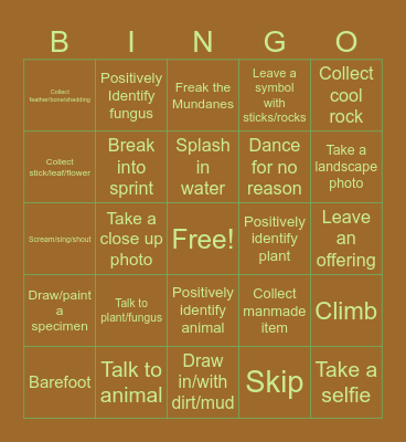 Goblin adventure bingo Card