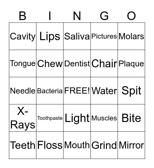 Dental Bingo Card