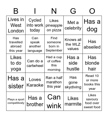 WLZ BINGO Card