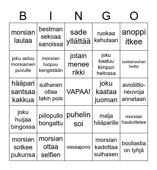 Ebba ja Jani 19.8.2023 Bingo Card