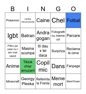 Tiktok Bingo Card