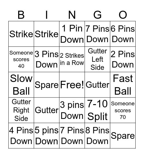 Birthday Bowling Bingo Card