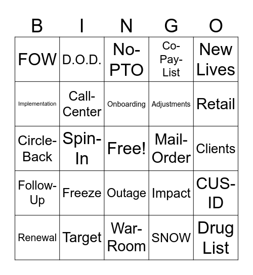 1-1 Bingo Card