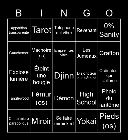 Bingo Phasmo Card 13 Bingo Card