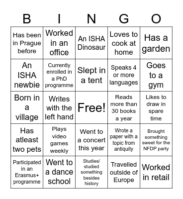 Ice Breaking Party Bingo Card