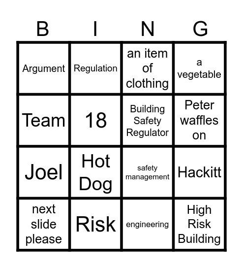 Building Safety  Bingo Card