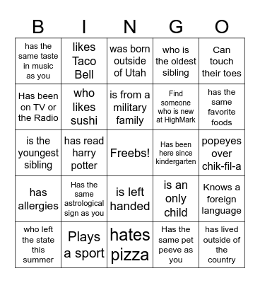 Find someone who... Bingo Card