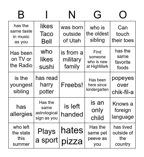 Find someone who... Bingo Card