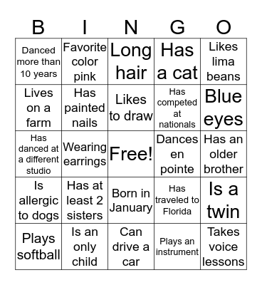 CSA Company Bingo Card