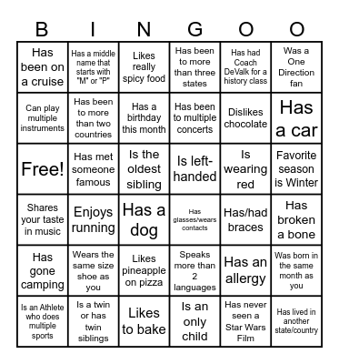 Icebreaker Bingo: Find Someone Who Bingo Card