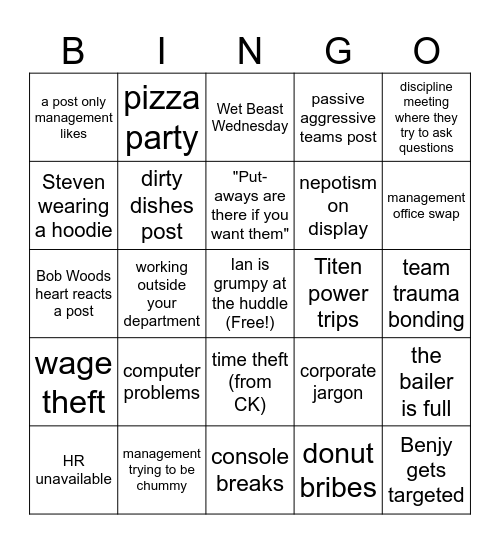 Shitty Work Bingo V 4.0 Bingo Card