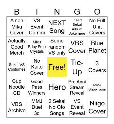 Wondershow Bingo Card