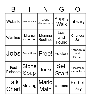 Gustafson 2023 Bingo Card