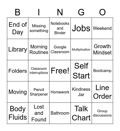 Gus 2023 Bingo Card