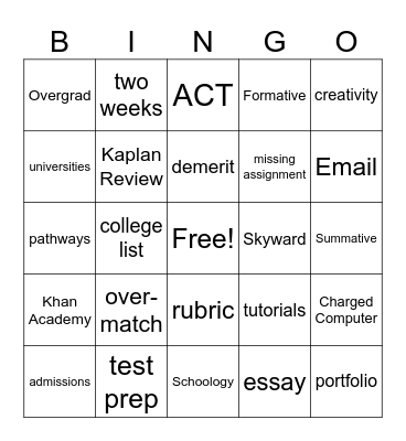 JSEM Syllabus Bingo Card