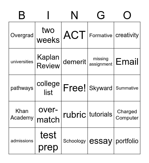 JSEM Syllabus Bingo Card